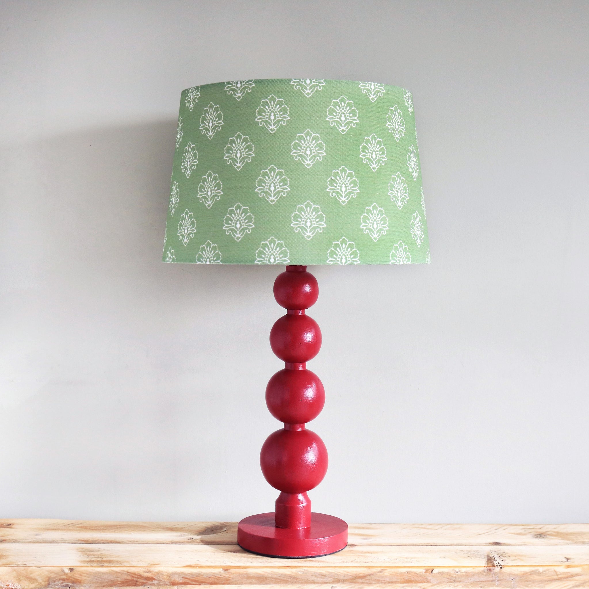 Purbeck Hand Painted Bobble Lamp Base - Cranberry Red