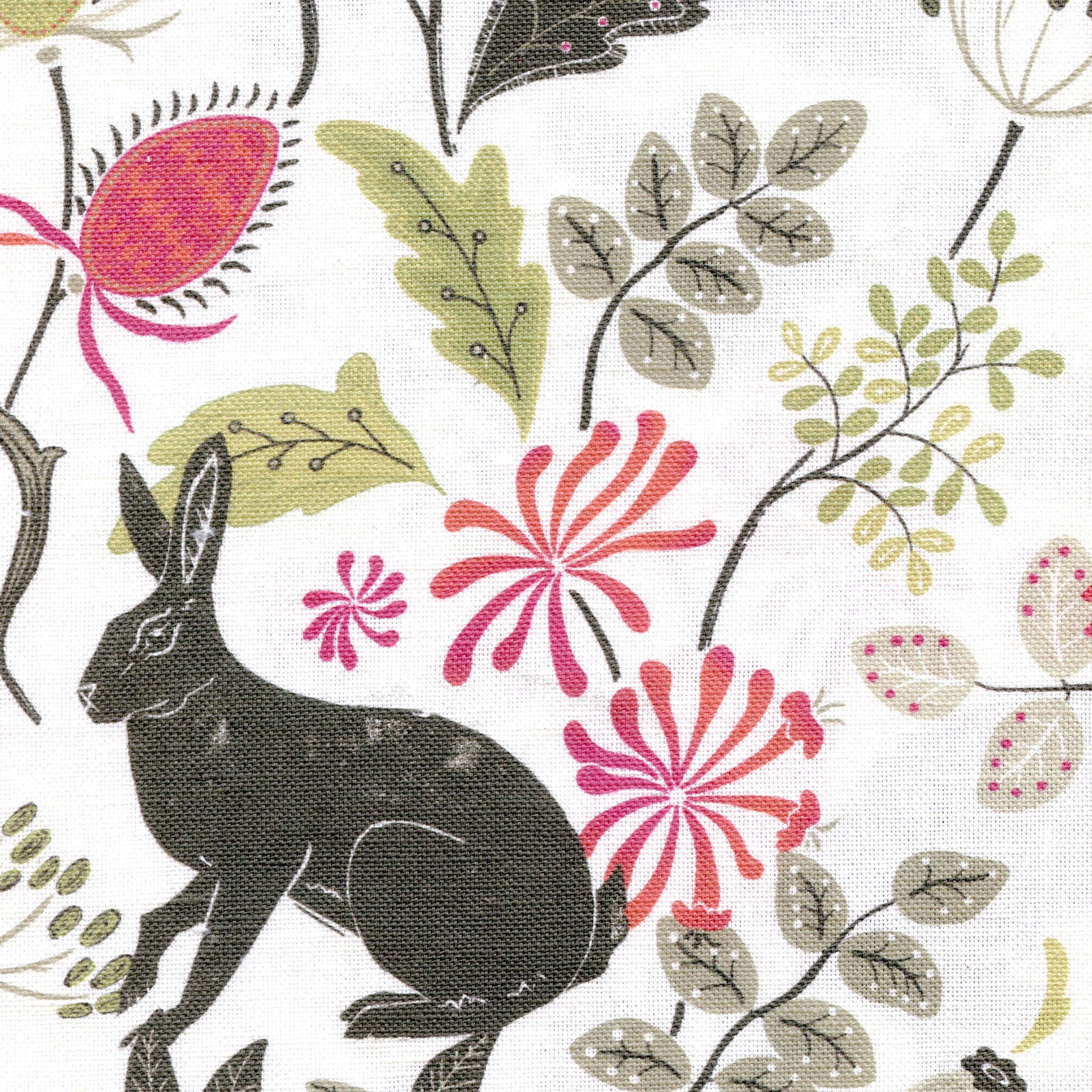 Large Bexington Hare Fabric - Slate Grey Multi