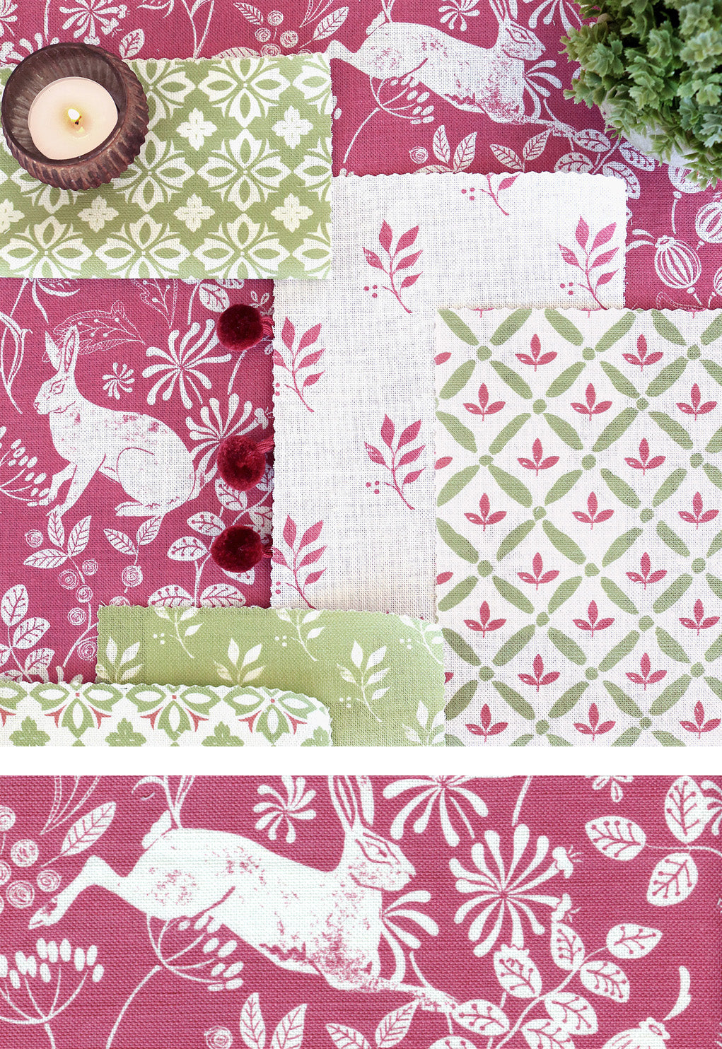 Bexington Hare Moodboard - Campion Red & Meadow Green