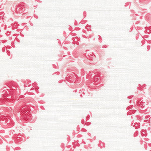Rose Drop Fabric - Faded Raspberry On White