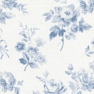 Adelaine Floral Linen Fabric - Loire Blue - Meg Morton