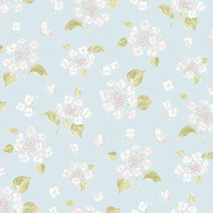 Abigail Hydrangea Fabric - Soft Sky