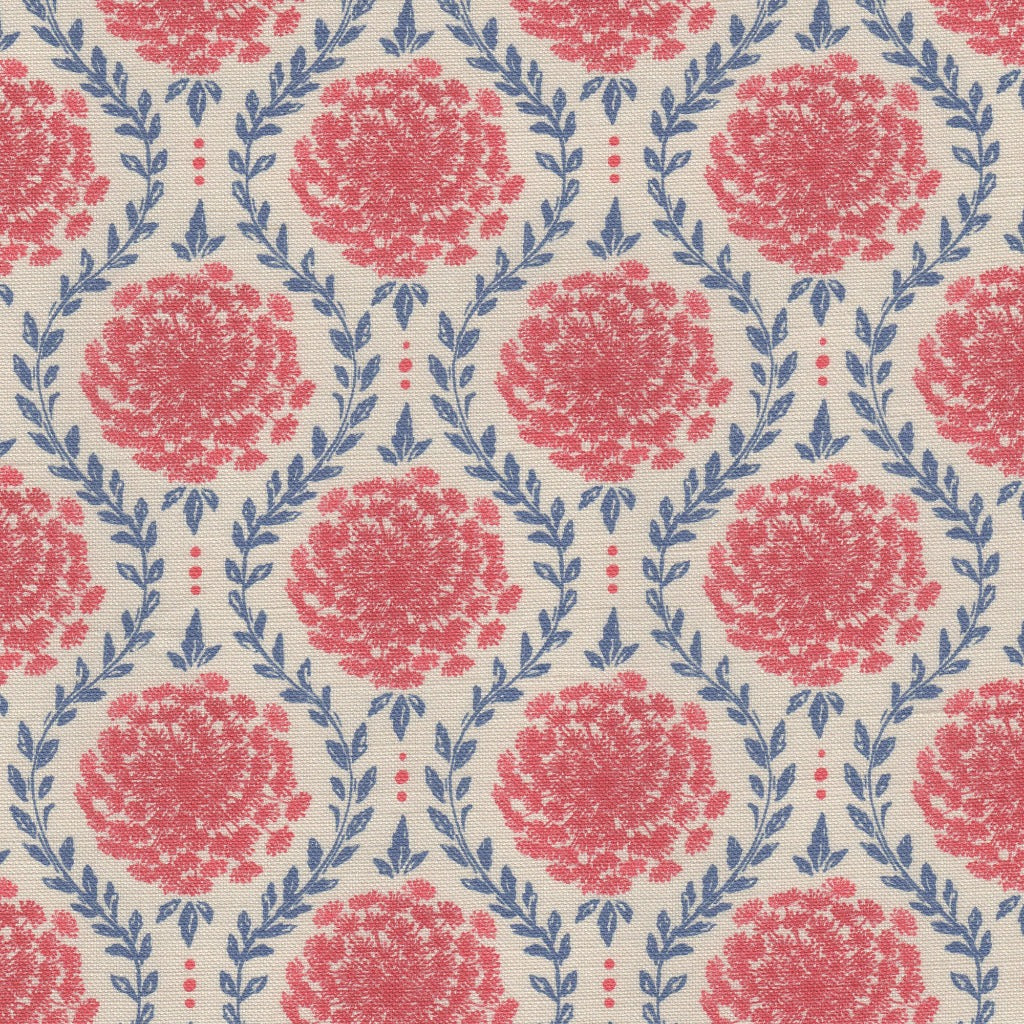 Lace Flower Fabric - Faded Red On Stone