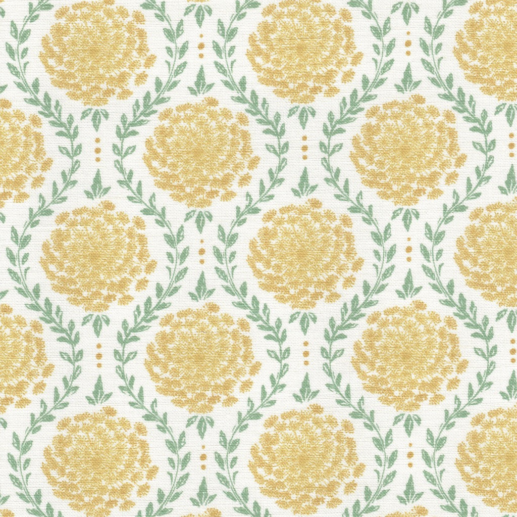 Lace Flower Fabric - Saffron On White