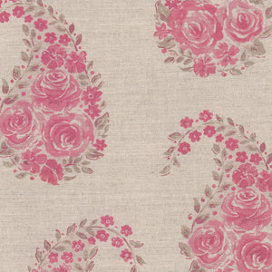 Paisley Rose Fabric - Faded Raspberry On Natural
