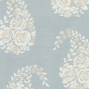 Paisley Rose Fabric - Smoke Blue