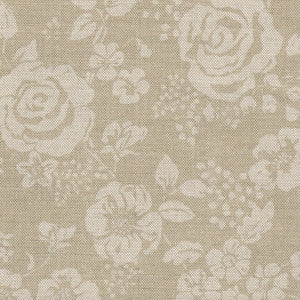 Rose Garden Fabric - Natural On Caramel
