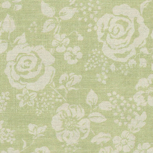 Rose Garden Fabric - Natural On Green