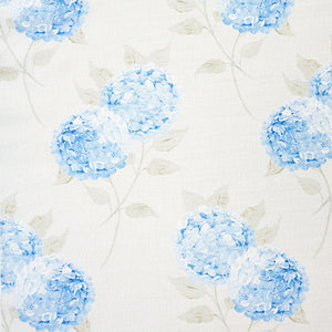 Large Hydrangea Linen Fabric - Paris Blue On Mist - Meg Morton