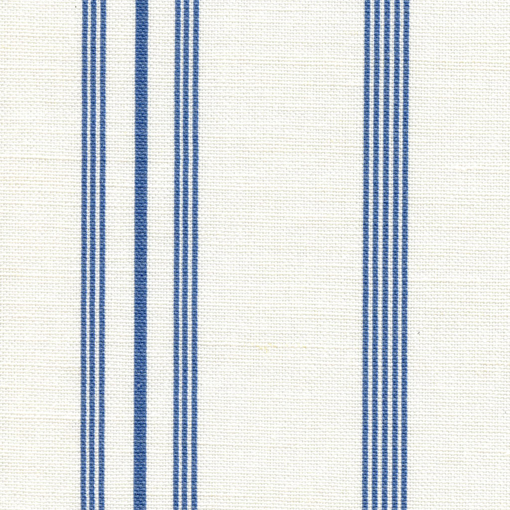 Devon Stripe Linen Fabric - Indian Blue on White - Meg Morton