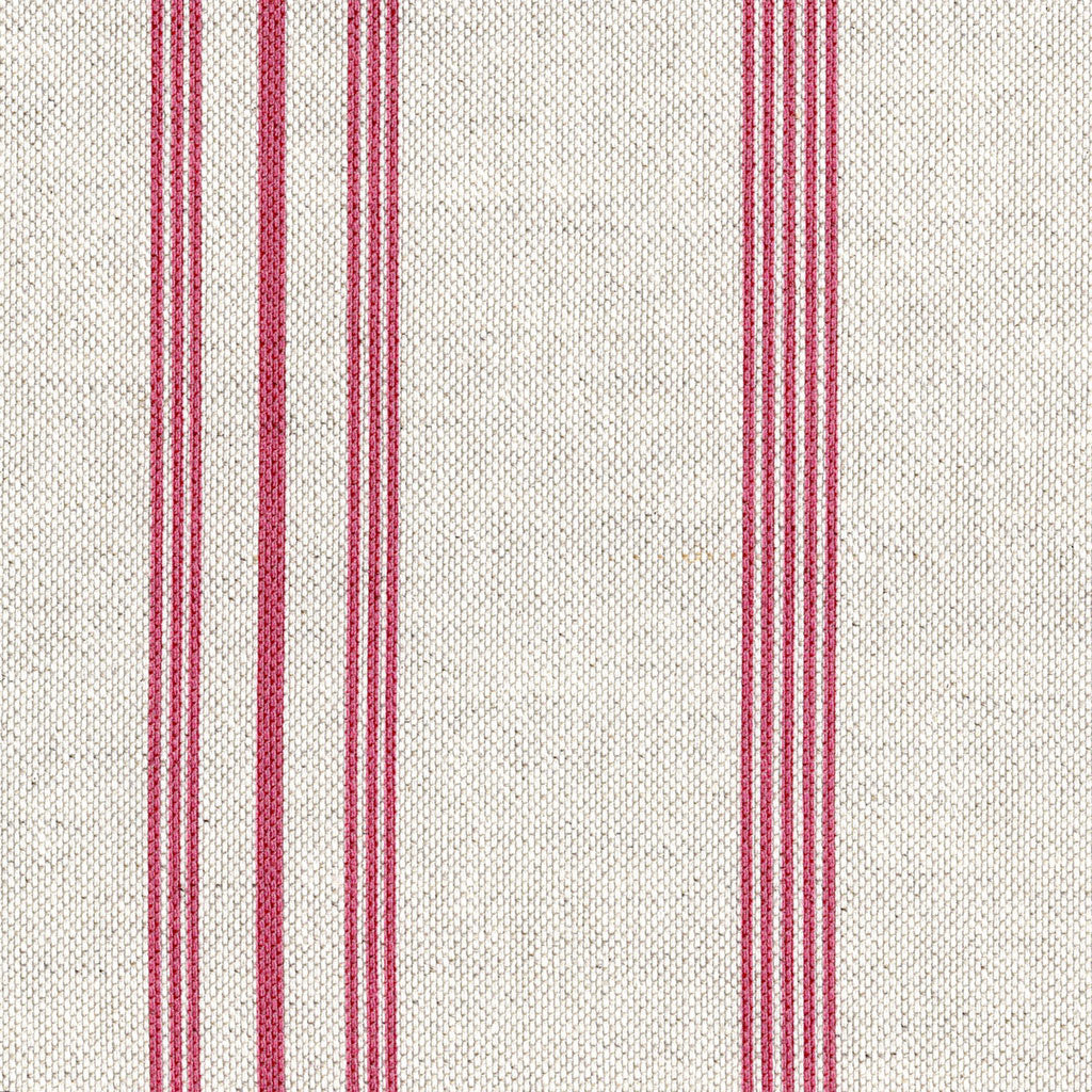 Devon Stripe Linen Fabric - Red Maple On Stone - Meg Morton