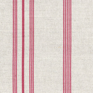 Devon Stripe Linen Fabric - Red Maple On Stone - Meg Morton