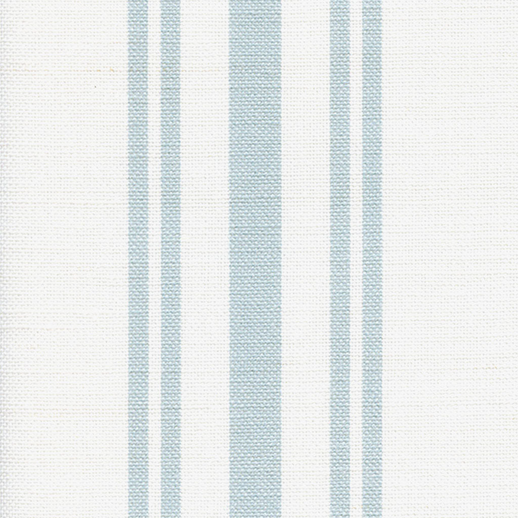 Dorset Striped Linen Fabric - Aqua On White - Meg Morton