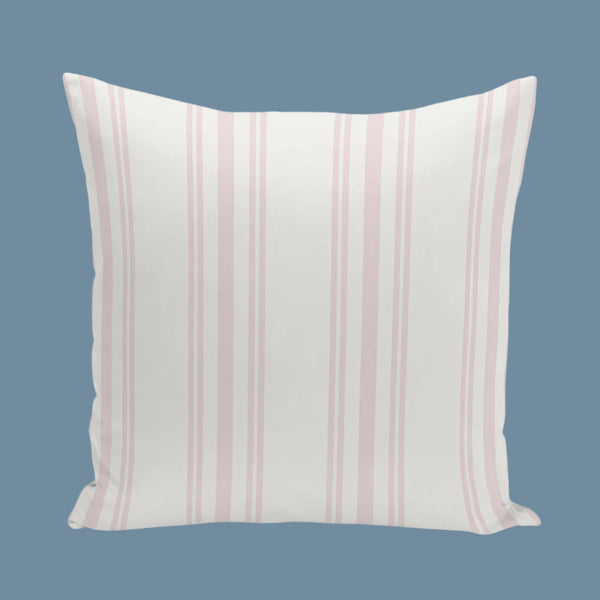 Pink and shop white striped cushions