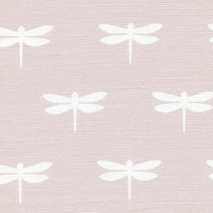 Dragonfly Linen Fabric - White On Vintage Pink - Meg Morton