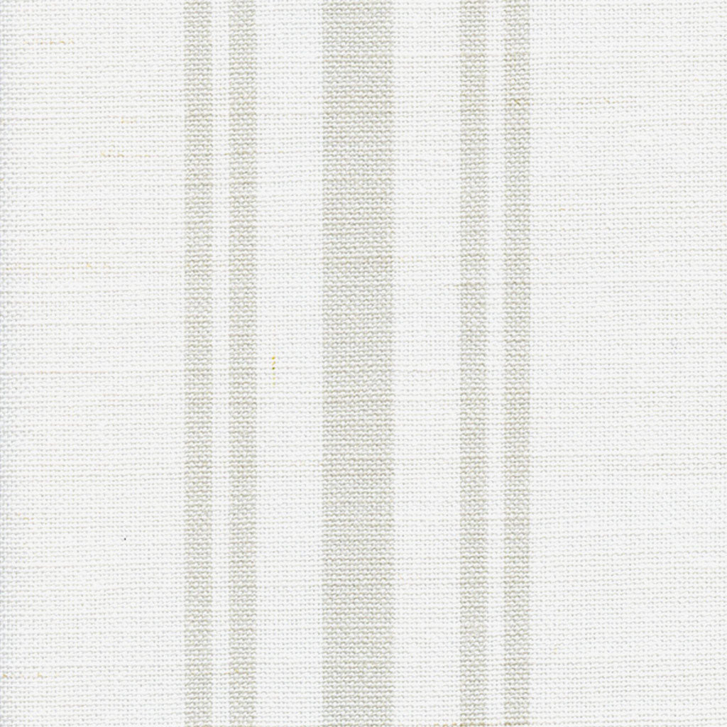 Dorset Striped Linen Fabric - Millstone On White - Meg Morton