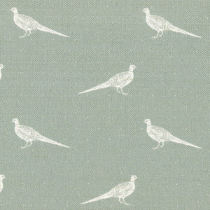 Fontmell Pheasant Linen Fabric - White On Lichen - Meg Morton