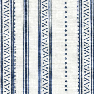 Shillingstone Stripe Linen Fabric - Bute Blue On White
