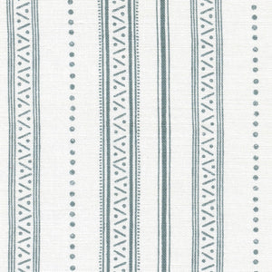 Shillingstone Stripe Linen Fabric - Soft Teal On White