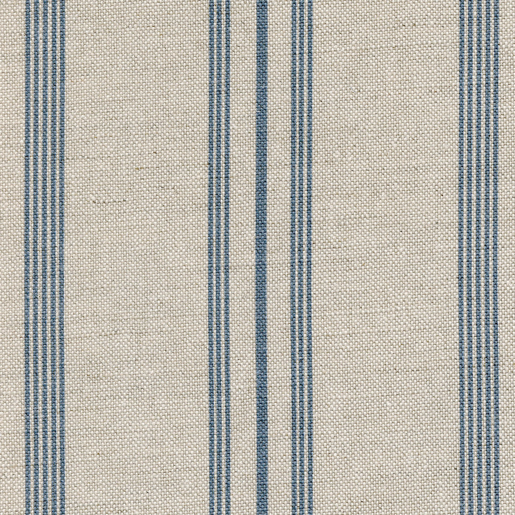 Devon Stripe Linen Fabric - Villandry Blue