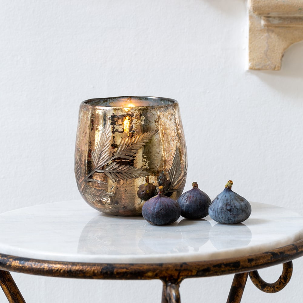 Antique Gold Fern Votive