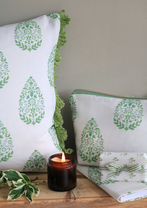 Adriana's Garden  Fan Edge Cushion - Jay & Mill Green - Ready Made