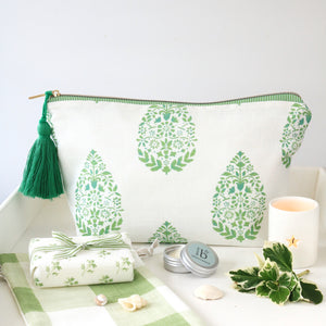 Adriana's Garden Wash Bag - Mill Green & Jay