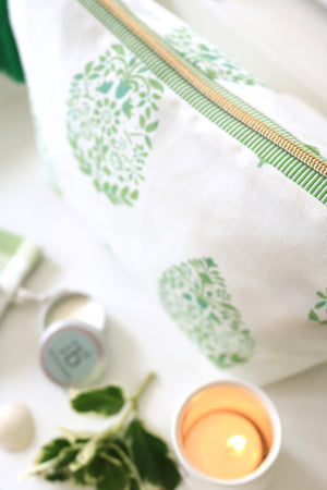Adriana's Garden Wash Bag - Mill Green & Jay