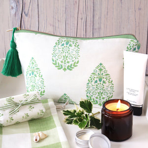 Adriana's Garden Wash Bag - Mill Green & Jay
