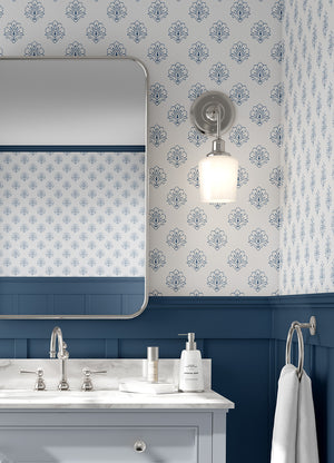 Jhansi Wallpaper - Indian Blue On White