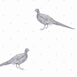 Fontmell Pheasant Wallpaper - Flint On White