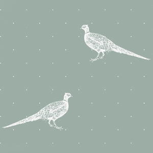 Fontmell Pheasant Wallpaper - White On Lichen