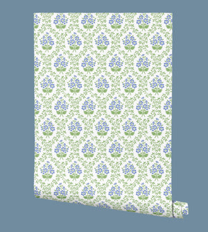 NEW Henrietta Wallpaper - Cornflower Blue & Mill Green