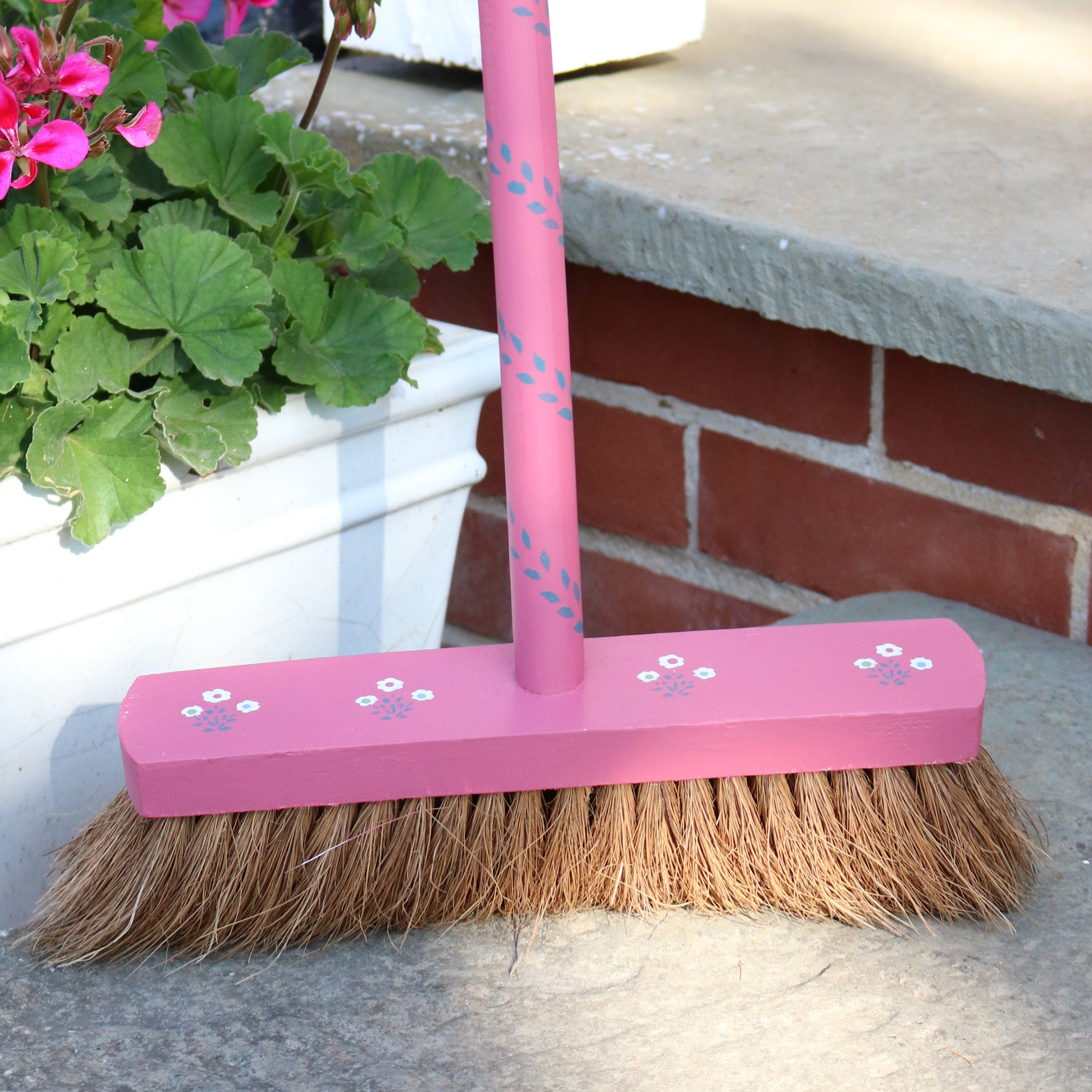 Hand Painted Indian Daisy Broom