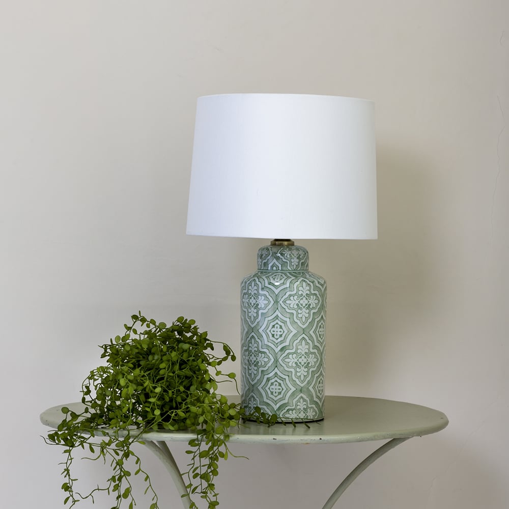 Geometric Ceramic Lamp- Soft Green