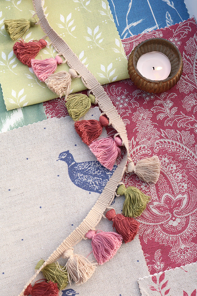 NEW Thyme, Pebble, Rosehip & Dusky Pink Tassel Trim