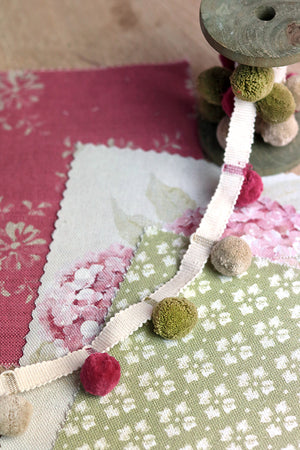 NEW Rose, Olive & Stone Pom Pom Trim