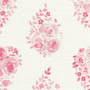 Rose Drop Fabric - Heather Pink On White