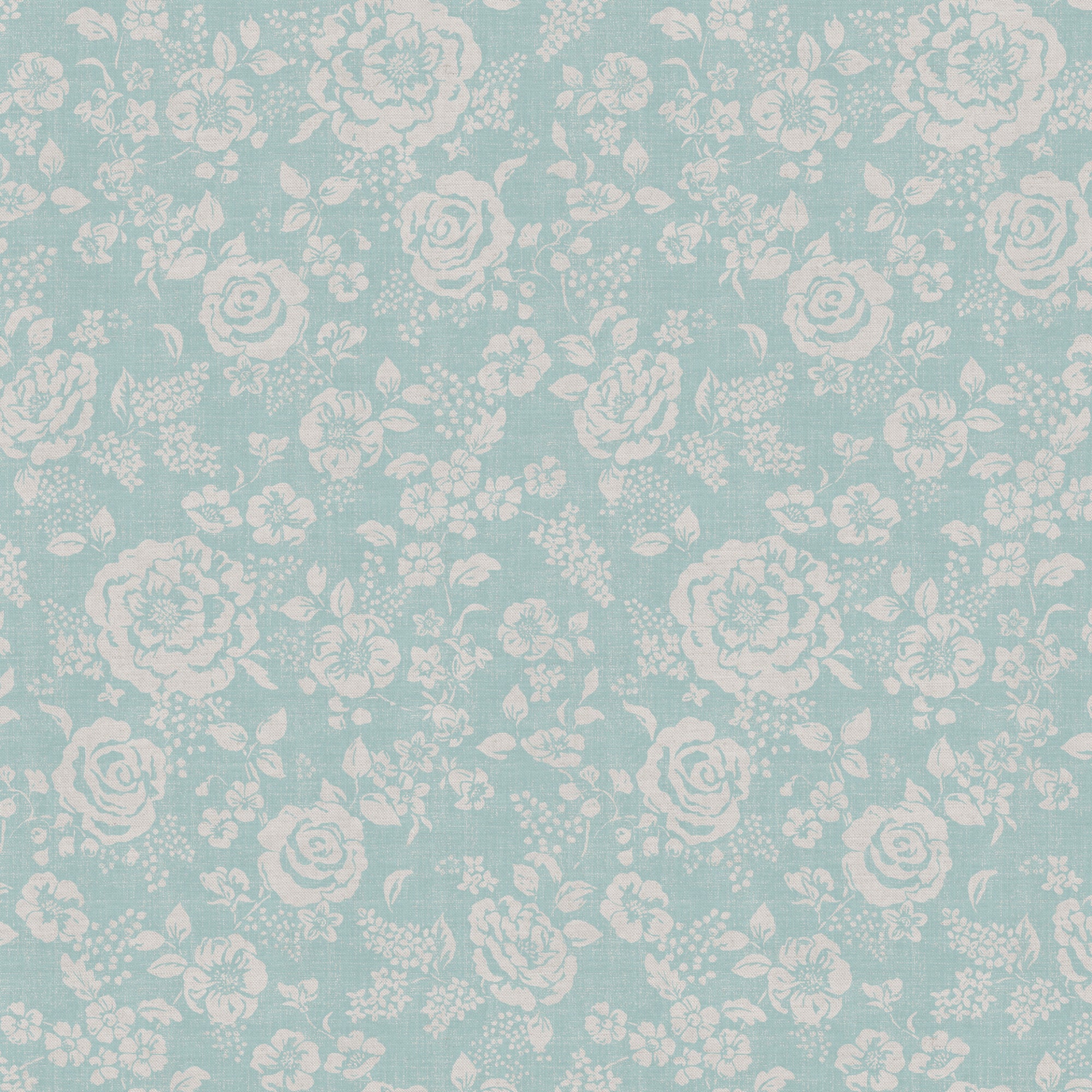 Rose Garden Fabric - Natural On Duck Egg 1.3m