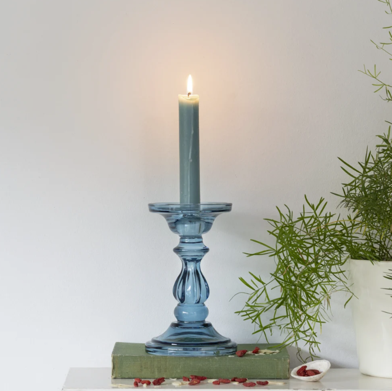 Glass Candle Holder Azure Blue