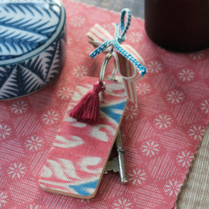Zamira Tassel Keyring - Raspberry & Teal