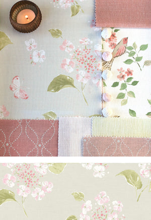 NEW Abigail Hydrangea Moodboard - Soft Dove, Coral Rose & Blush Pink