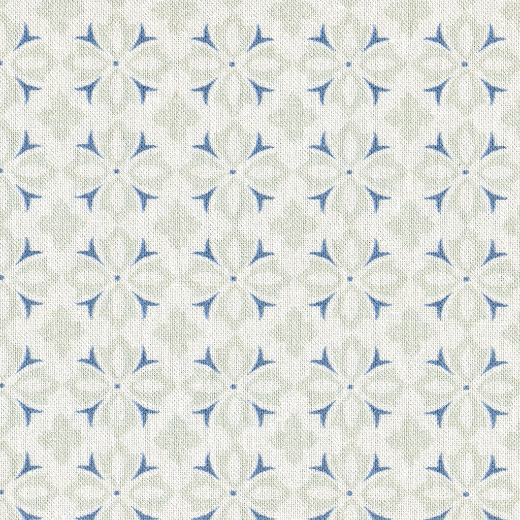 Alanna Fabric - Millstone & Dusky Blue On Pale Mist 1m
