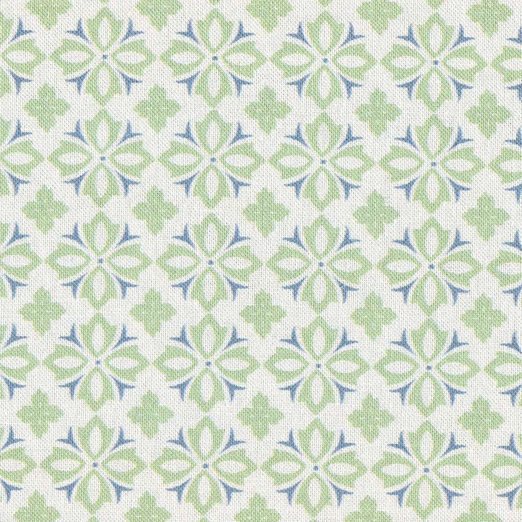 Alanna Fabric - Light Green & Dusky Blue On Pale Mist 1m