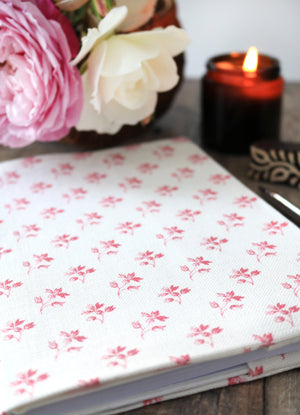 Ava Fabric Covered Notebook - Raspberry