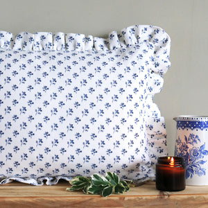 Ava Ruffle Cushion - Bute Blue - Ready Made