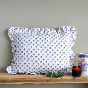Ava Ruffle Cushion - Bute Blue - Ready Made