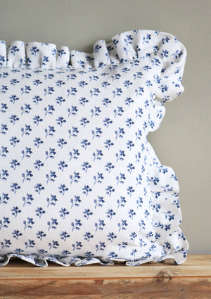 Ava Ruffle Cushion - Bute Blue - Ready Made
