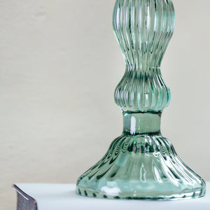 Soft Teal Glass Candlestick