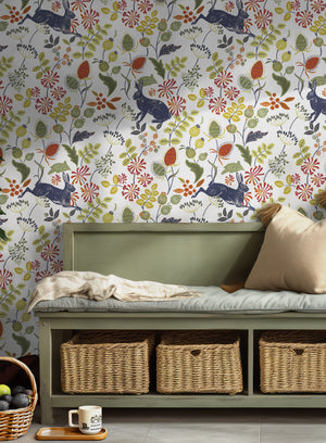 NEW Large Bexington Hare Wallpaper - Bute Blue Multi